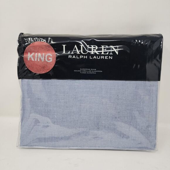 Lauren Ralph Lauren European Sham King Graydon Quilted Pillow Cover 26x26 Blue - Picture 1 of 7